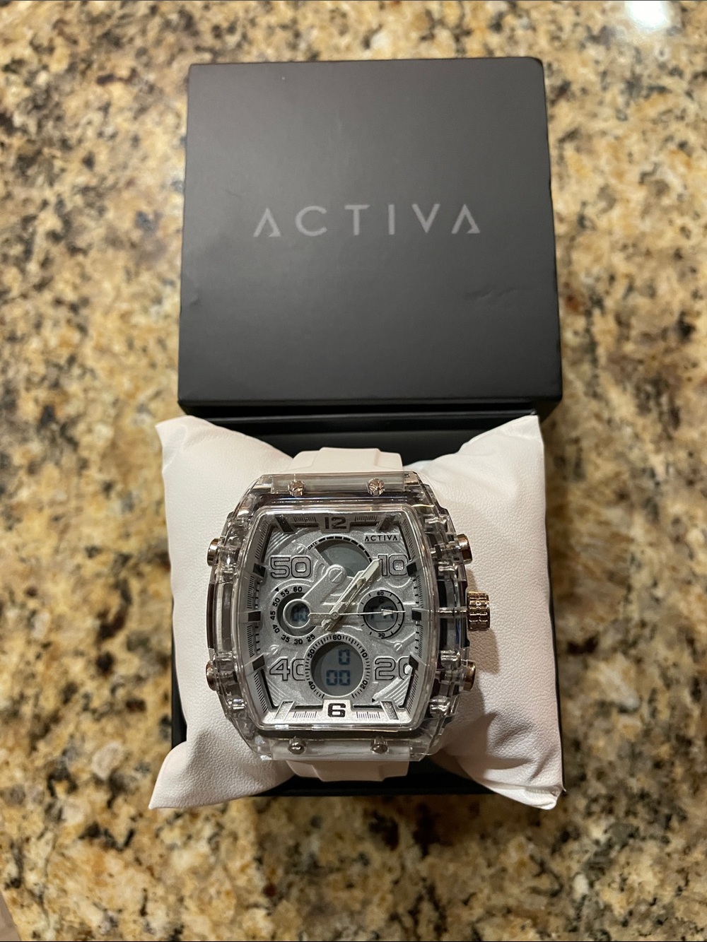 Activa Men's Clear and White Sport Watch - Transparent Case